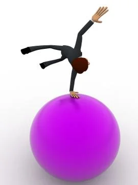 3d man spinning on hand on sphere of earth concept Stock Illustration