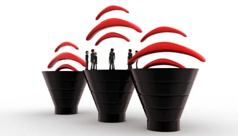 3d man standing on big white speaker concept Stock Illustration
