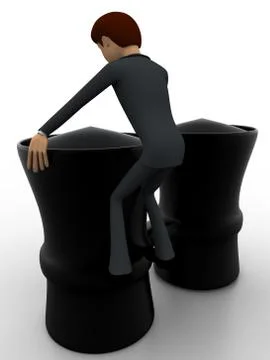 3d man standing binocular concept Stock Illustration