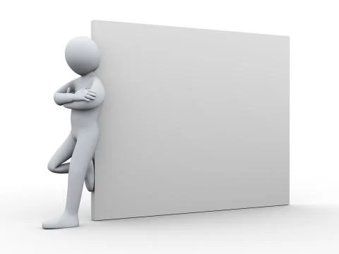 3d man standing with blank poster Stock Illustration
