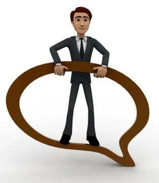 3d man standing on chat concept Stock Illustration