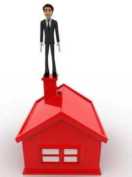 3d man standing on home concept Illustrazione stock
