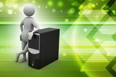 3d man standing near the data centre Stock Illustration