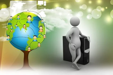 3d man standing near the data centre イラスト素材