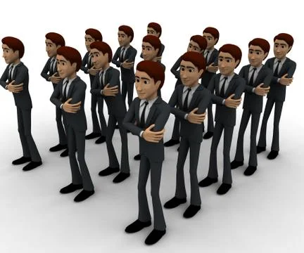 3d man standing in queue concept Stock Illustration