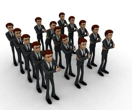 3d man standing in queue concept Stock Illustration