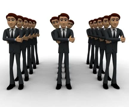 3d man standing in queue concept Stockillustratie
