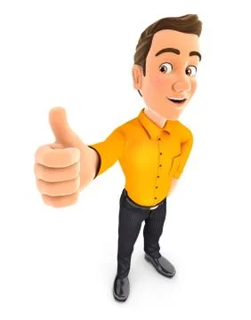 3d man standing with thumb up Illustrazione stock