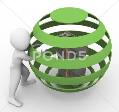 3d man stealing money Stock Illustration
