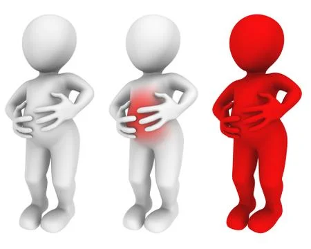 3d man. Stomach ache Stock Illustration