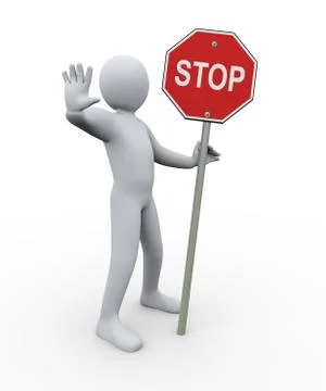 3d man with stop symbol Stock Illustration