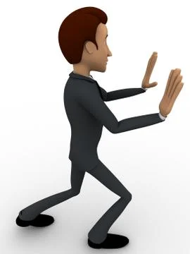 3d man stoping another by showing hands concept Stock Illustration