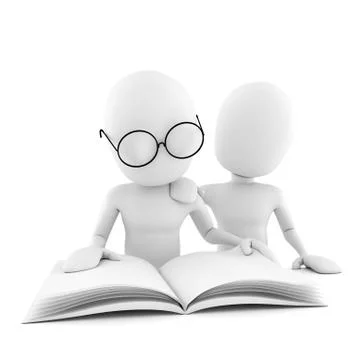 3d man studying, isolated on white Stock Illustration