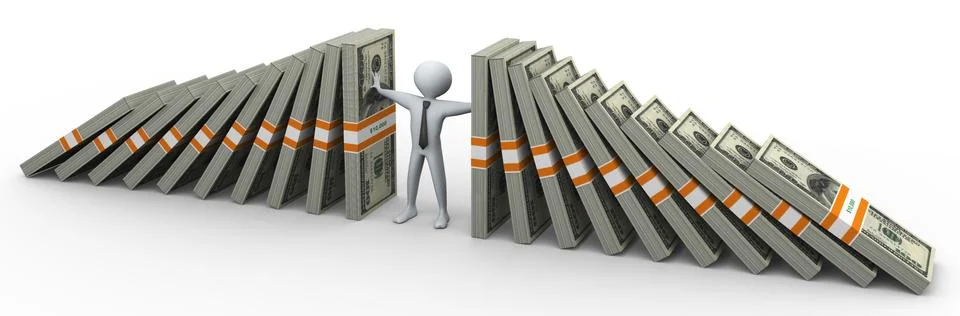 3d man supporting dollar Stock Illustration