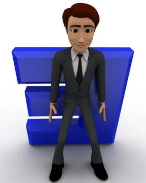 3d man supporting E letter from falling down concept イラスト素材