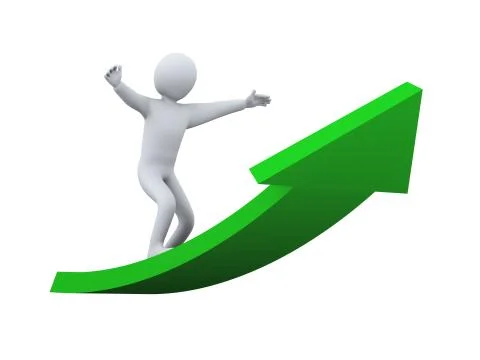 3d man surfing on arrow Stock Illustration