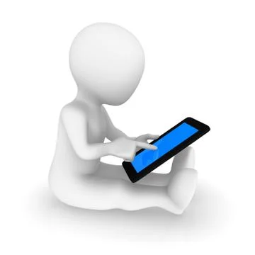 3d man with tablet pc. 3d illustration. Stock Illustration