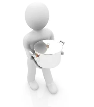 3d man with tableware 3d man with tableware on a white background Copyrigh... Stock Photos