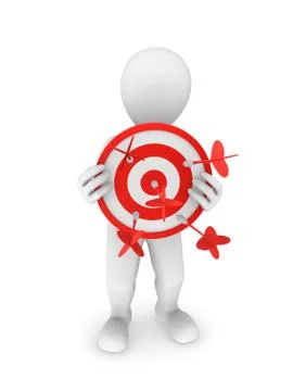 3d man with target in hands. 3d render. Stock Illustration