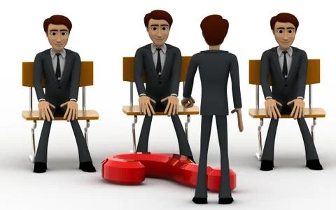 3d man teacher asking question to students concept Stock Illustration