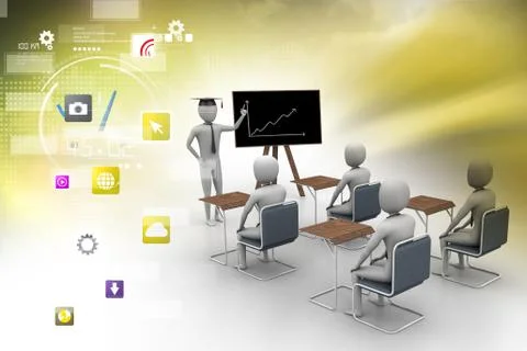 3d man teaching the people Illustrazione stock