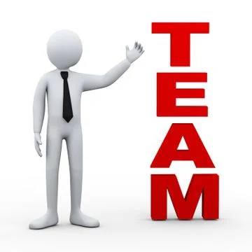 3d man team word presentation Illustrazione stock