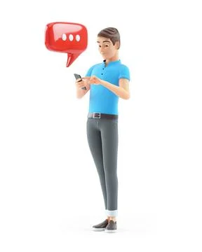 3d man texting with smartphone Stock Illustration