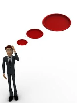 3d man with think bubbles concept Stock Illustration