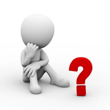 3d man thinker looking at question mark Stock Illustration