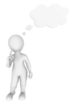 3d man thinking with thought cloud above his head. Stock Illustration