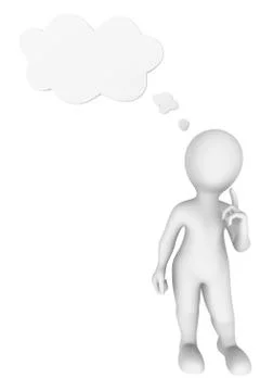 3d man thinking with thought cloud above his head. Stock Illustration