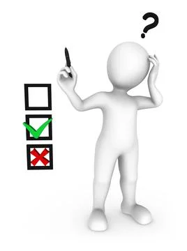 The 3d man thinks what to choose, yes or no. Stock Illustration