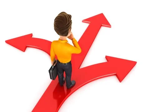 3d man three choices Stock Illustration