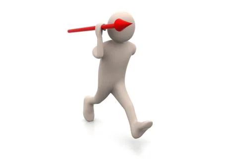 3d man throws a spear Free Stock Illustration