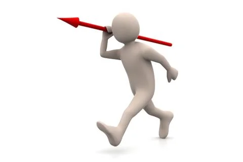 3d man throws a spear Free Stock Illustration