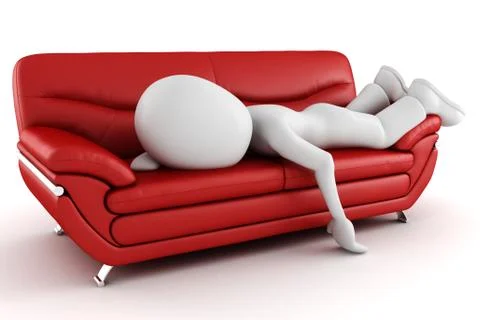 3d man tired, sleeping on the couch Stock Illustration