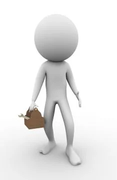 3d man with toolbox Stock Illustration