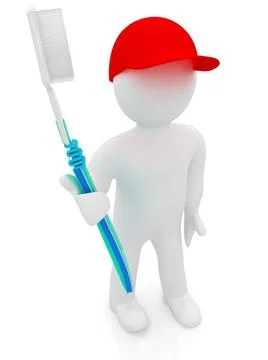3d man with toothbrush 3d man with toothbrush on a white background Copyri... 스톡 사진