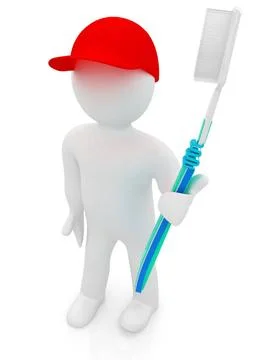 3d man with toothbrush 3d man with toothbrush on a white background Copyri... 스톡 사진