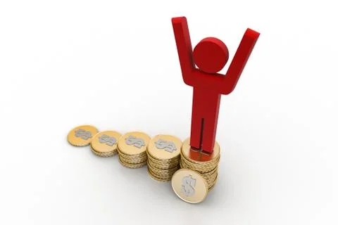 3d man on the top of money graph Free Stock Illustration