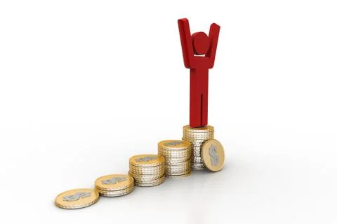3d man on the top of money graph Free Stock Illustration