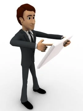 3d man with touch tablet concept Stock Illustration