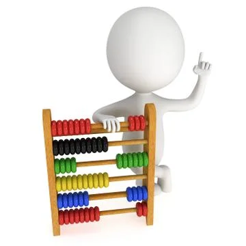 3d man with toy abacus Stock-Illustration
