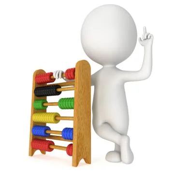 3d man with toy abacus Stock Illustration