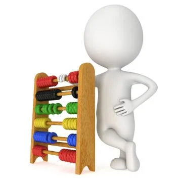 3d man with toy abacus Stock Illustration