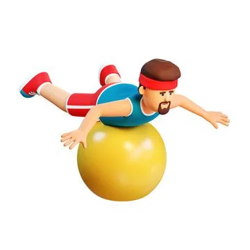 3d man is training on a fitball. Stock-Illustration