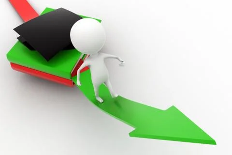 3d man transsformed after getting education  concept Stock Illustration