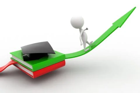 3d man transsformed after getting education  concept Stock Illustration