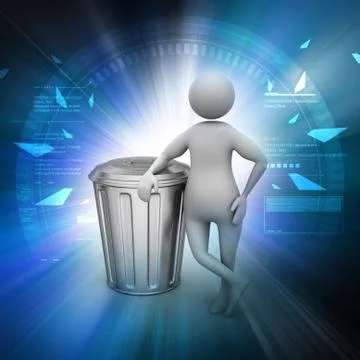 3d man with trash bin Stock Illustration