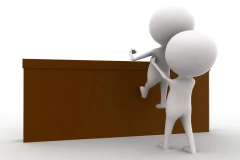 3d man trying to jump wall with the help of another one Stock Illustration